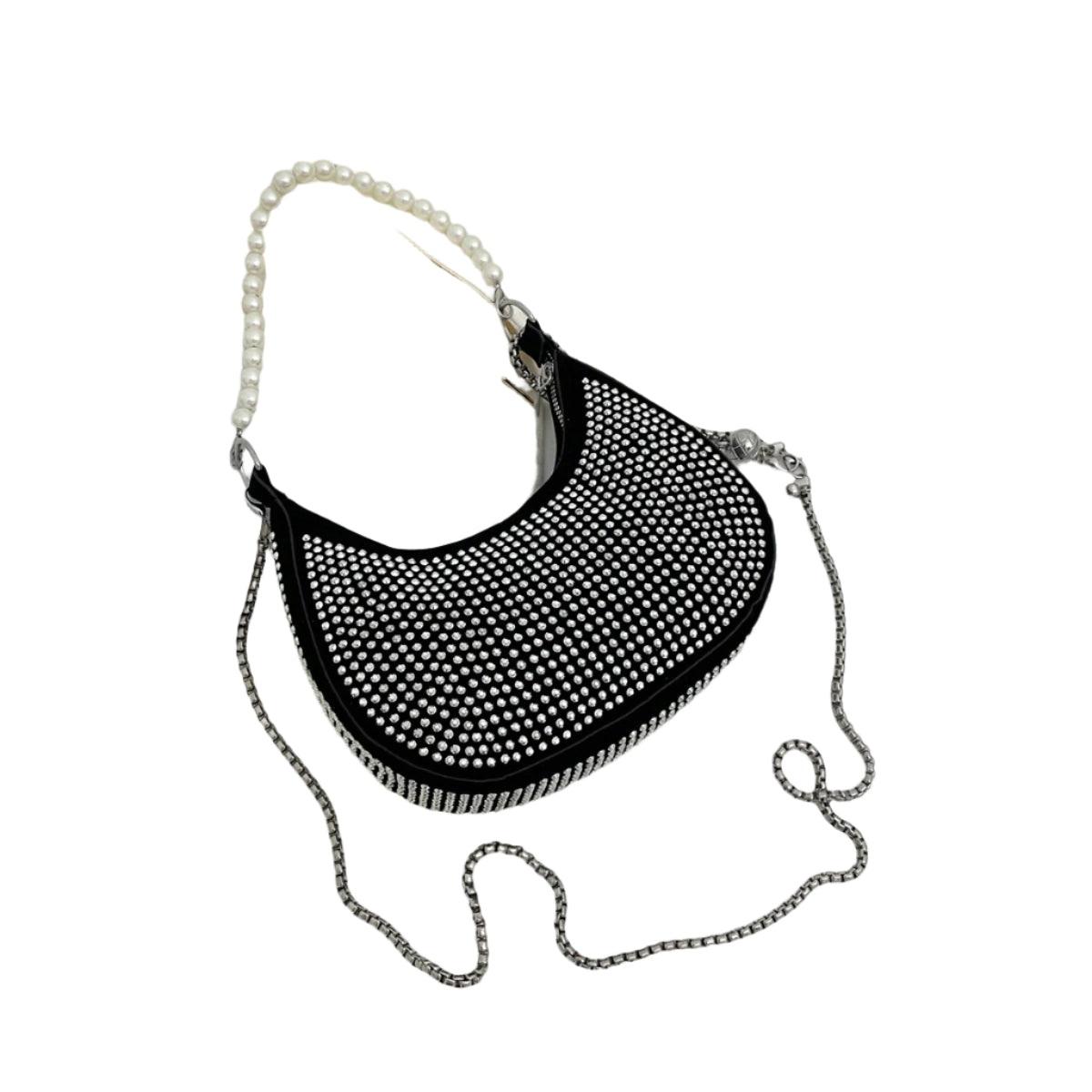 Media luna plateada brillante