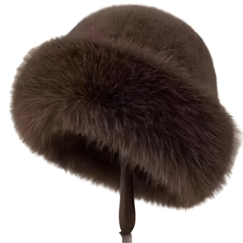 Sombrero de lujo de piel sintética color caqui