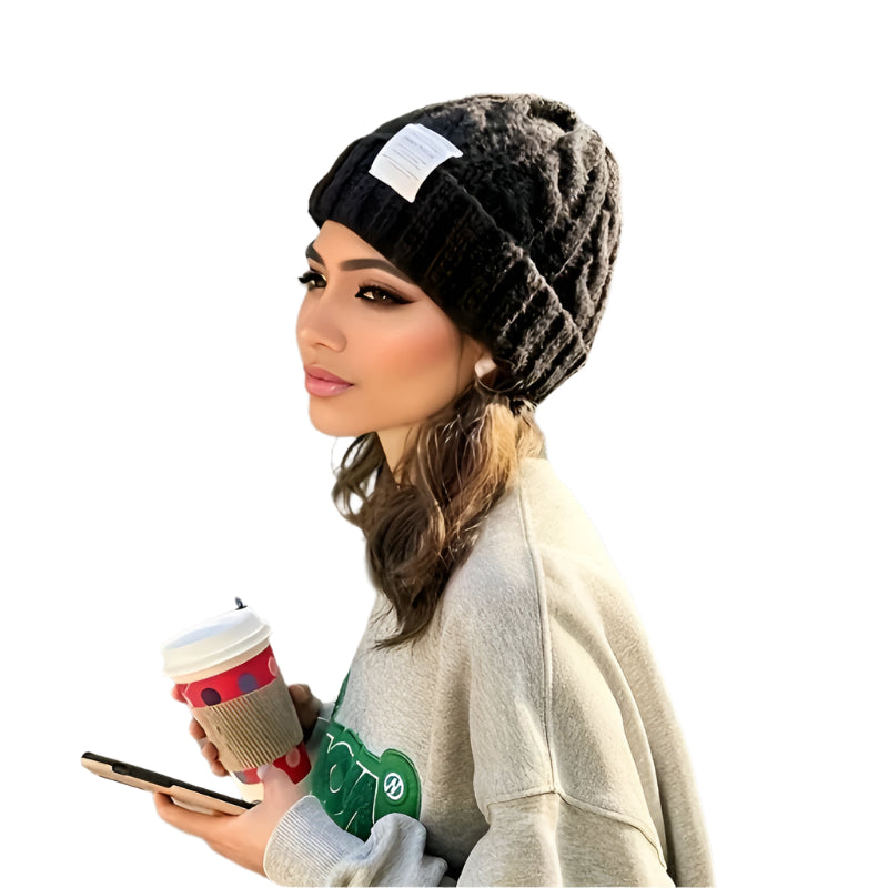 Gorro negro acogedor Y2K