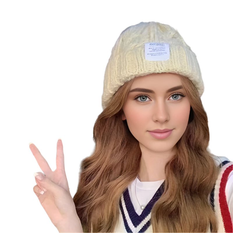 Gorro acogedor color crema Y2K