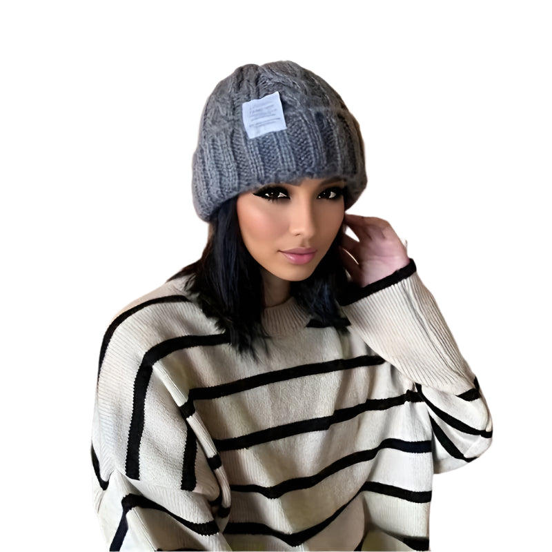 Gorro gris acogedor Y2K