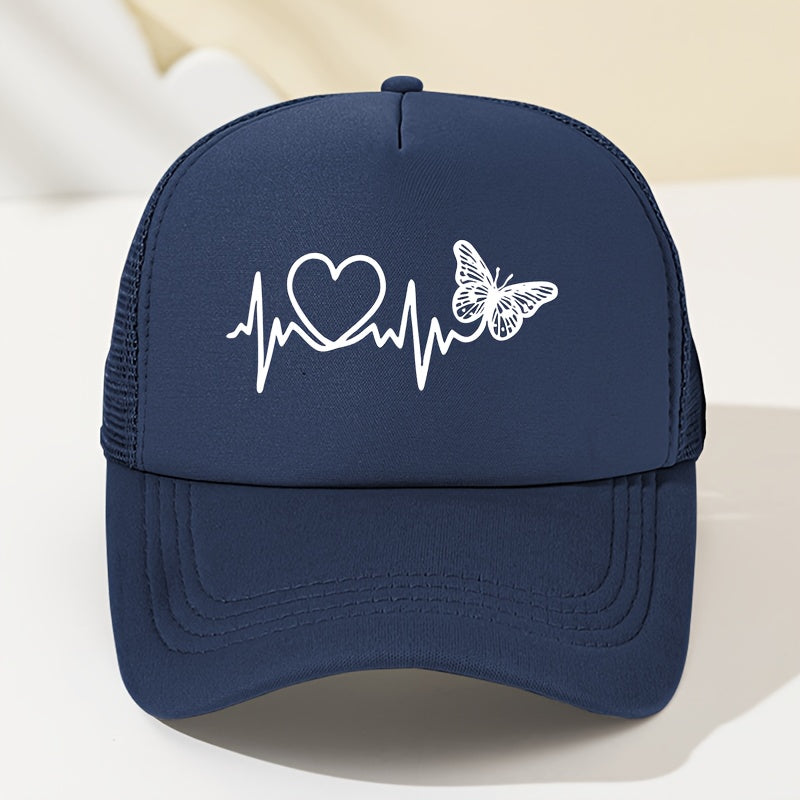Gorra con corazón azul marino y blanco