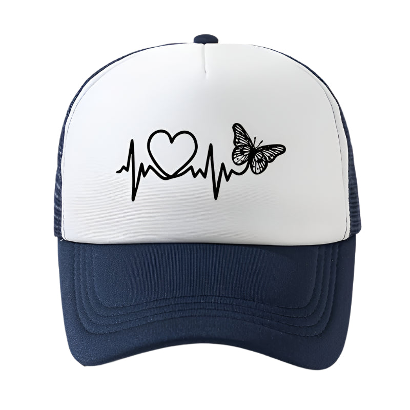 Gorra con corazón azul marino y blanco