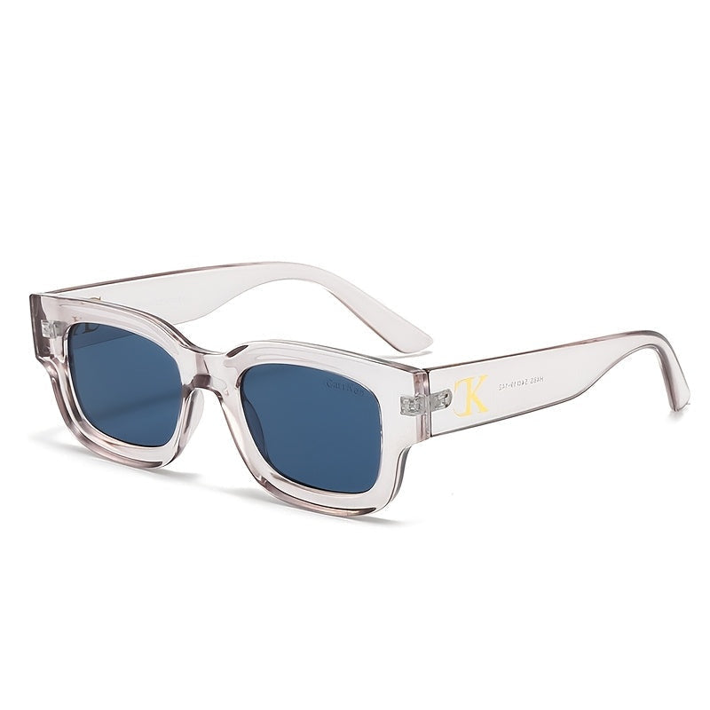 Gray Frame Blue Lens Retro Square