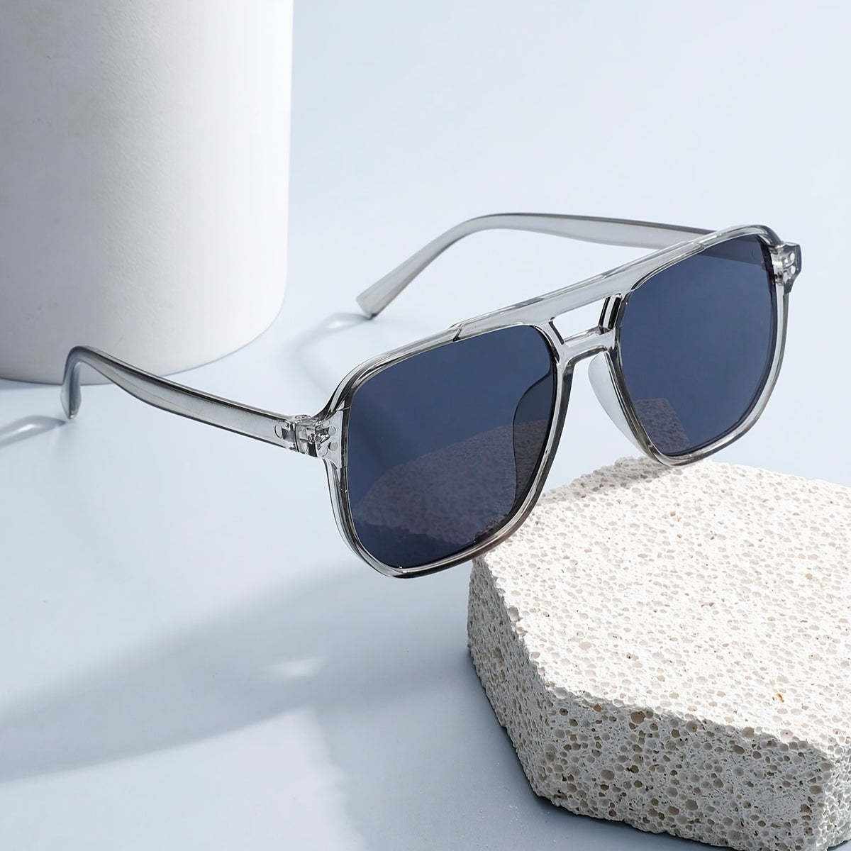 Transparent Gray Frame Gray Lens Retro Vision