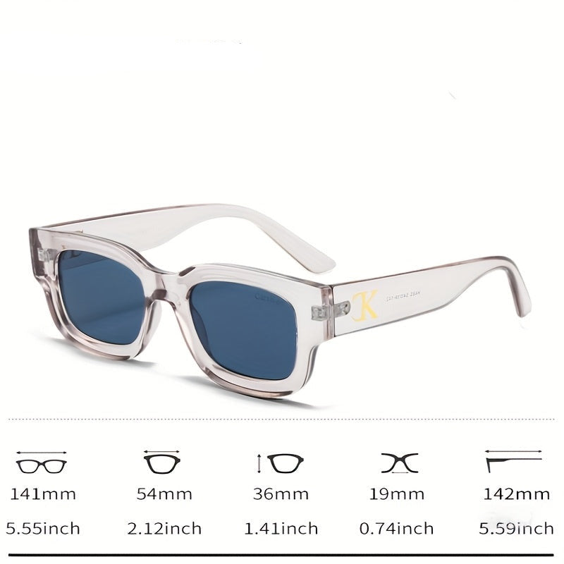 Gray Frame Blue Lens Retro Square