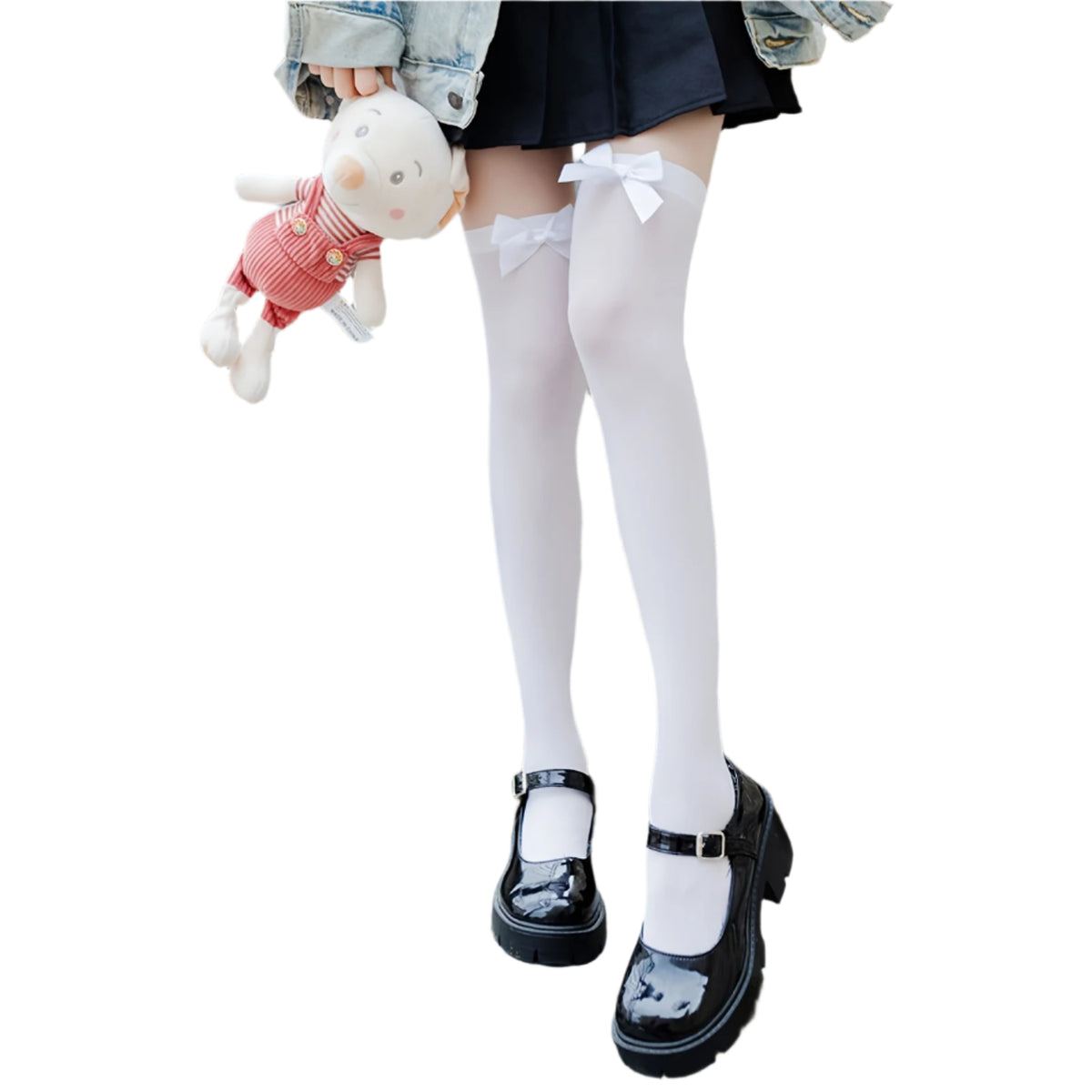 White Bow Knit Thighs