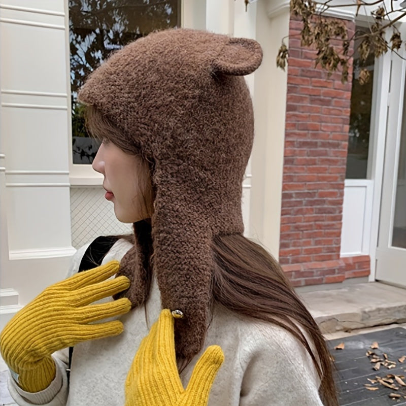 Gorro con forma de oso de café