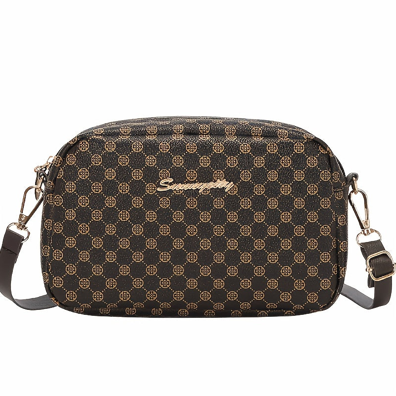 Elegante cuadro escocés marrón con diamantes de imitación