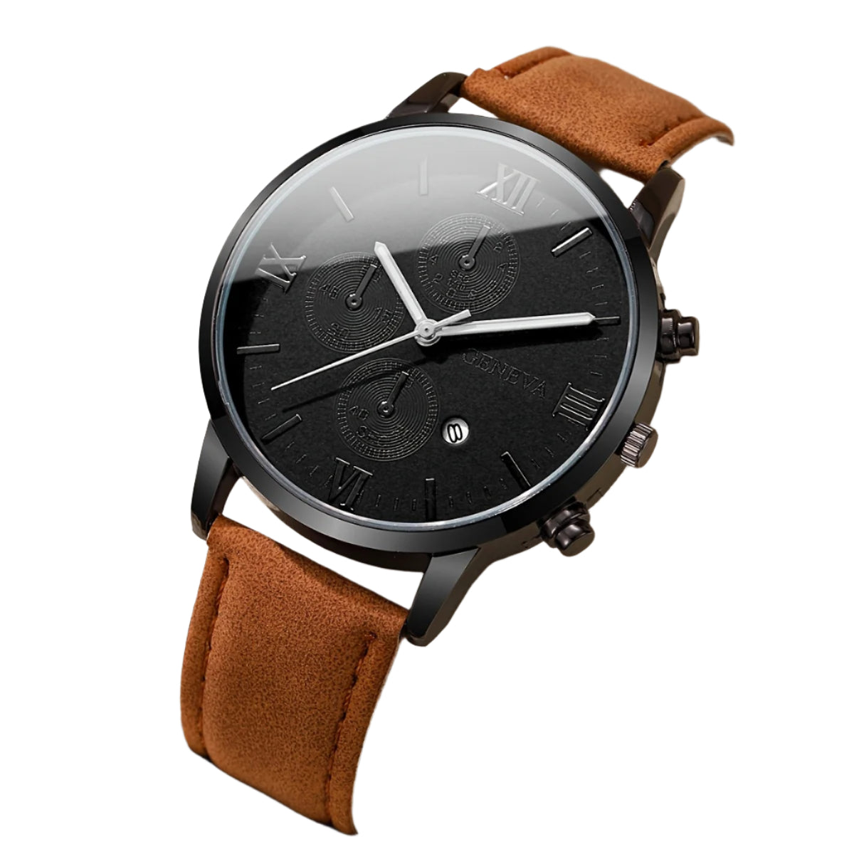 V1410 Brown Belt Black Shell Black Face Timeless Craft