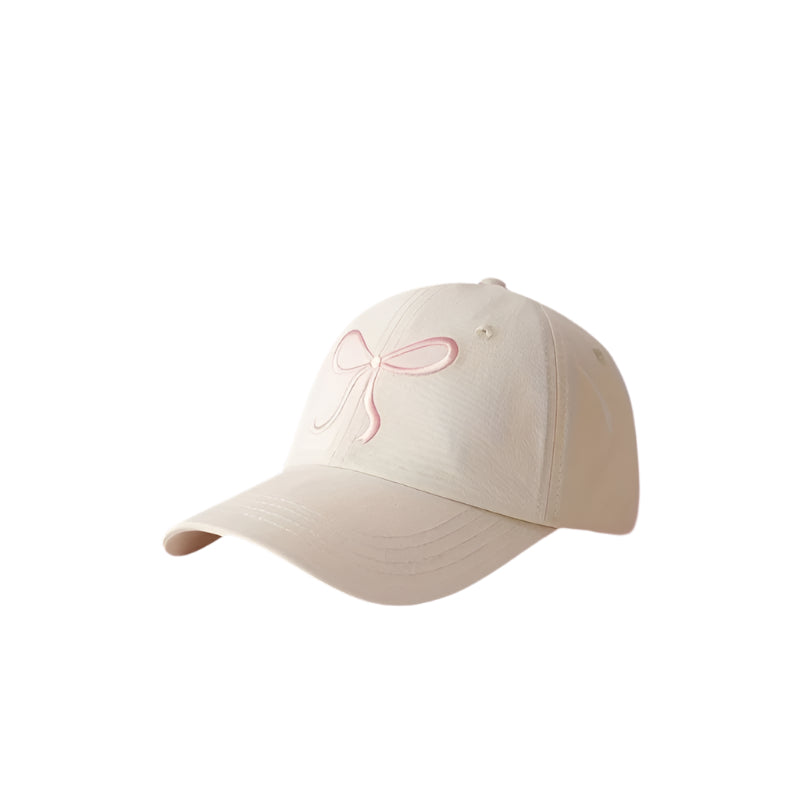 Beige Color Bow Glow Cap