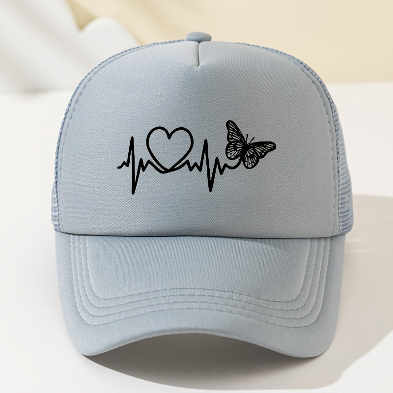 Gorra con forma de corazón en gris claro y blanco