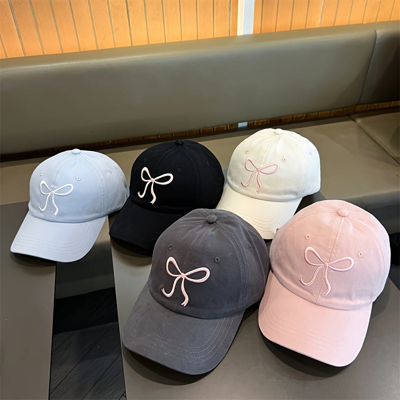 Beige Color Bow Glow Cap