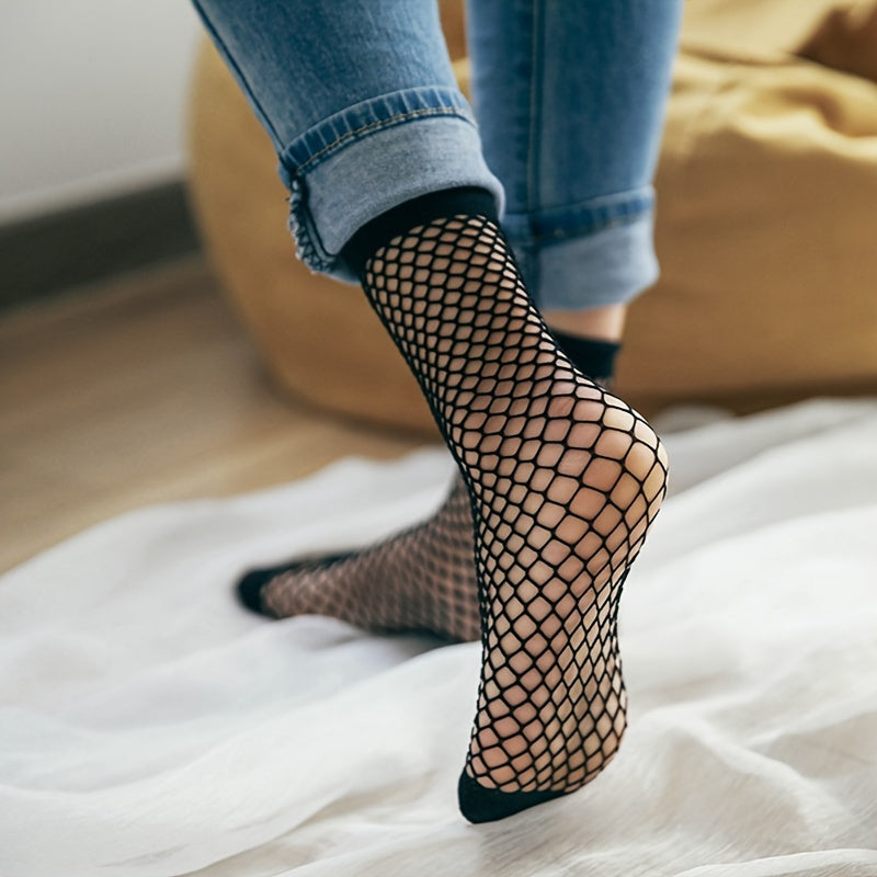 Los calcetines negros están disponibles sin fondo: 4 pares de medias de malla Mystique