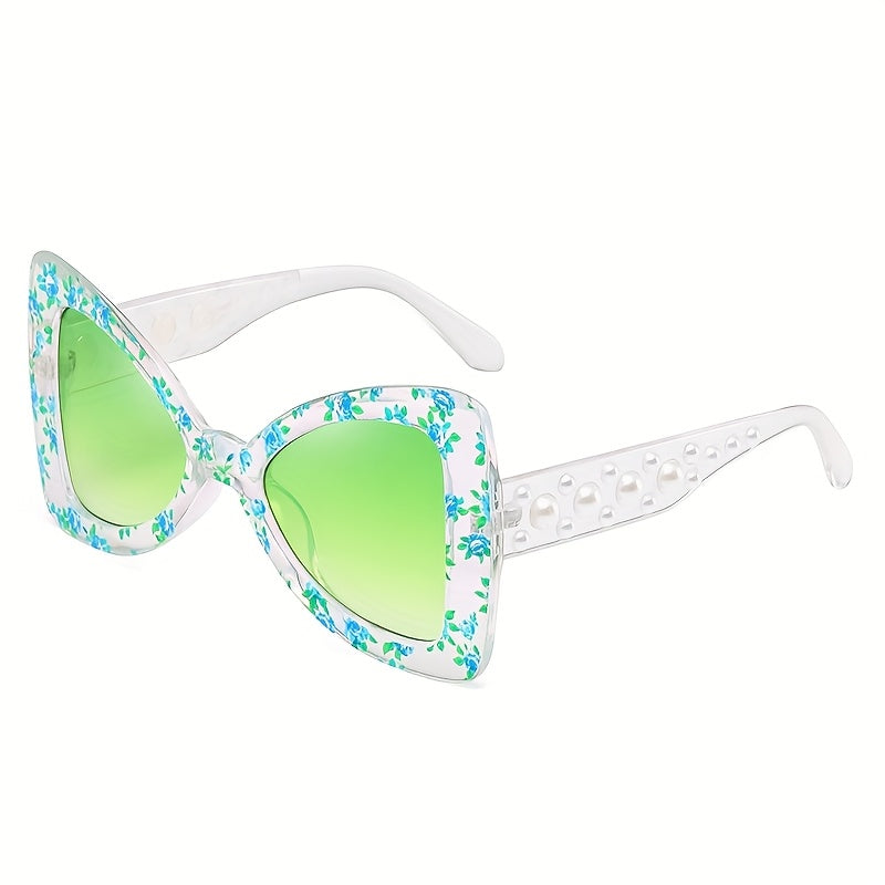 Marco azul degradado con estilo floral verde