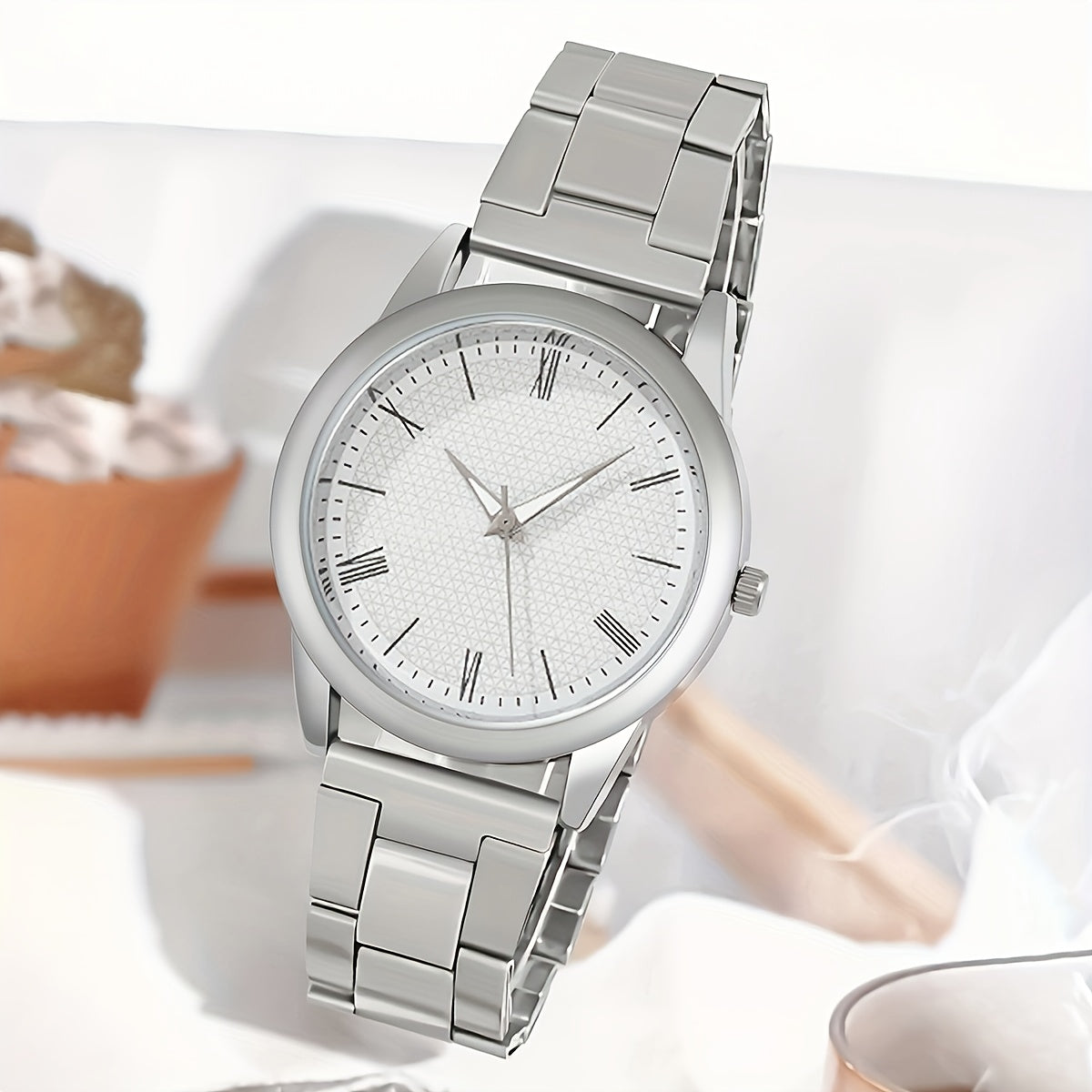 Roman Silvery Band White Dial Timeless Elegance