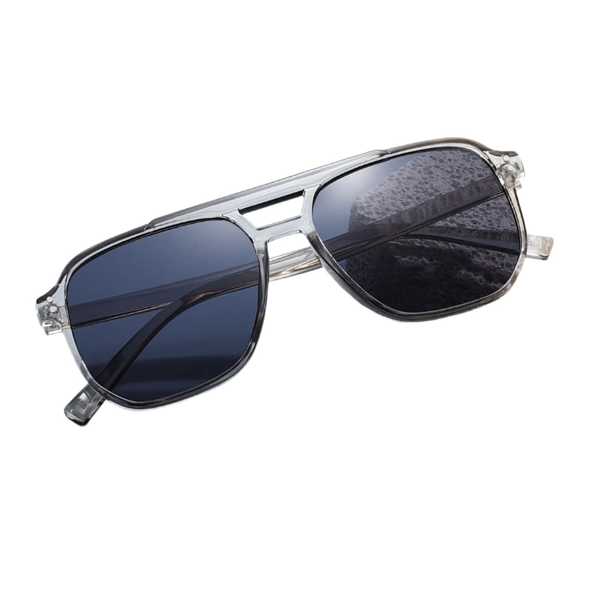 Transparent Gray Frame Gray Lens Retro Vision