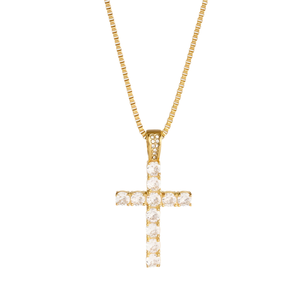 Iced Cross Pendant (Gold)