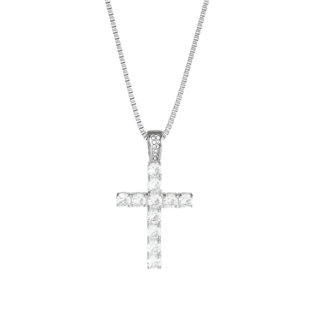 Iced Cross Pendant (Silver)